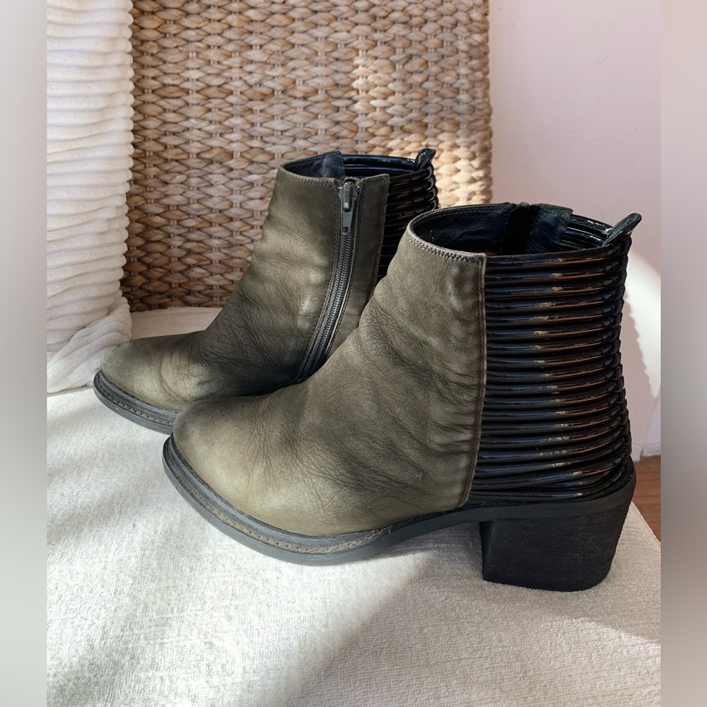 Jeffrey Campbell olive green & black booties